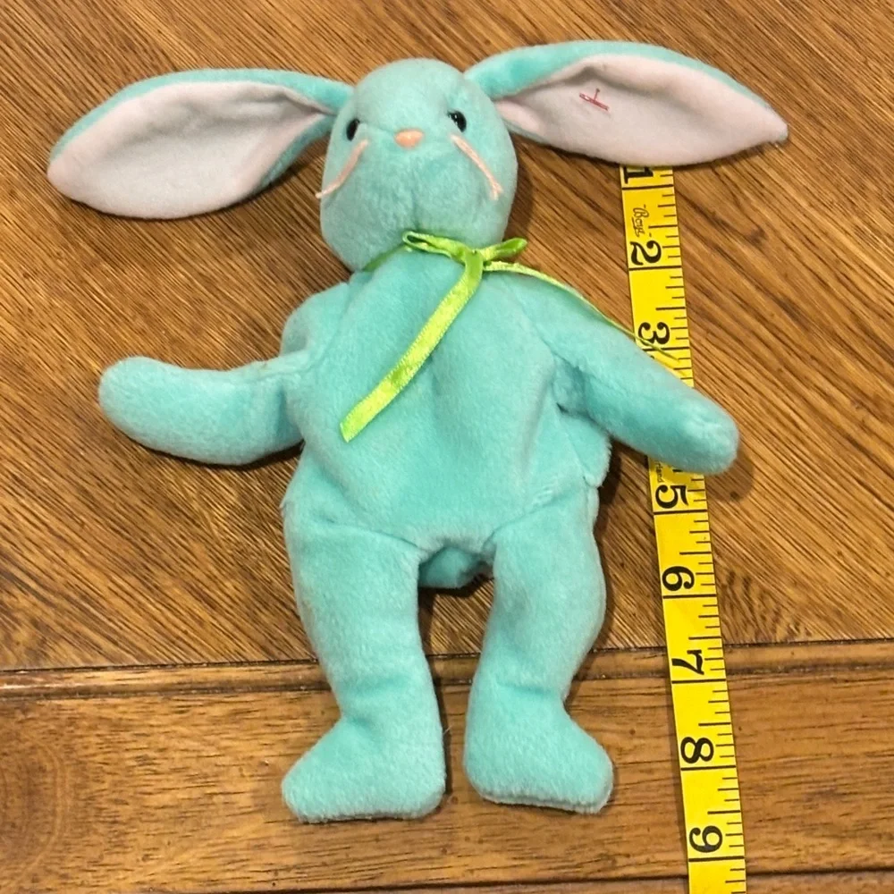 Mint Green Beanie Baby Bunny with Bow